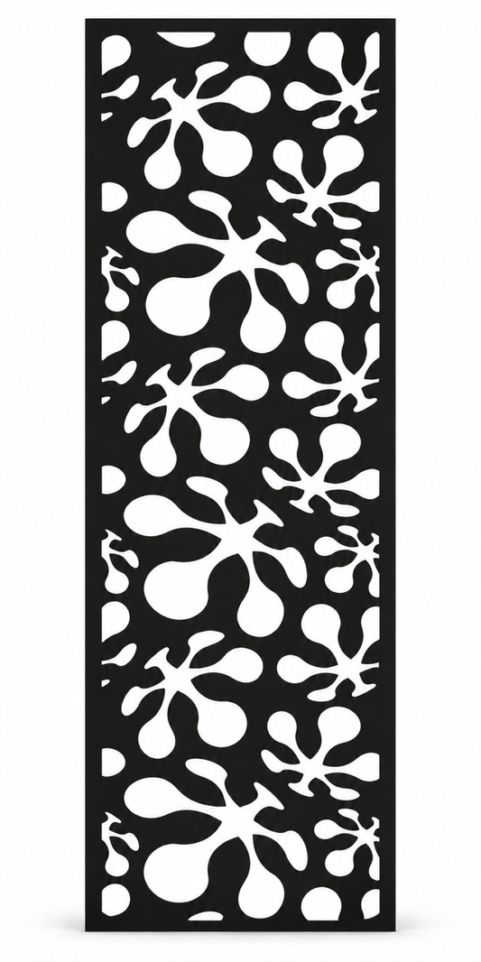 Design 255 Starburst Pebble Scatter Laser Cut Metal Privacy Screen Panel front main view