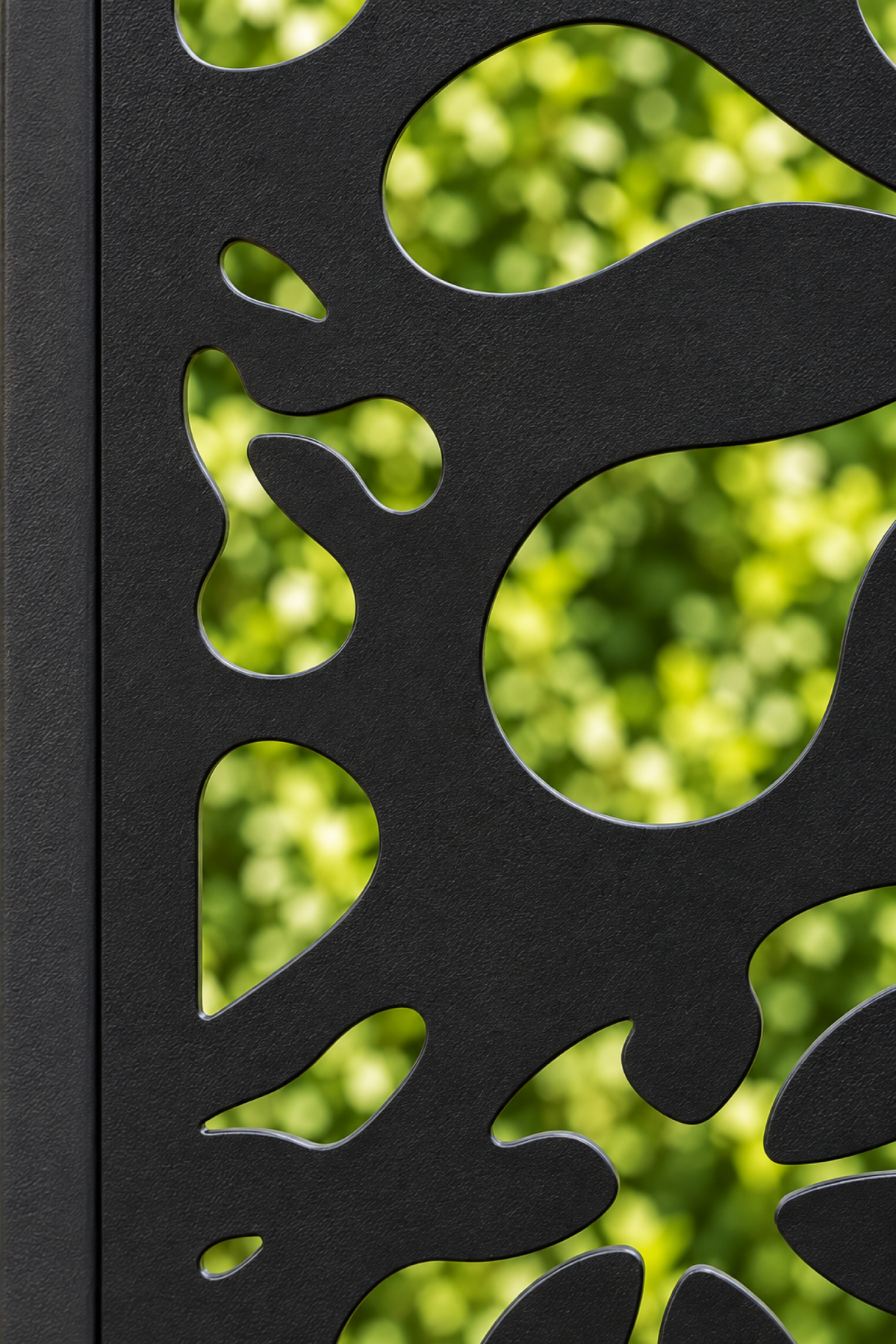 Design 255 Starburst Pebble Scatter Laser Cut Metal Privacy Screen Panel close-up detail view