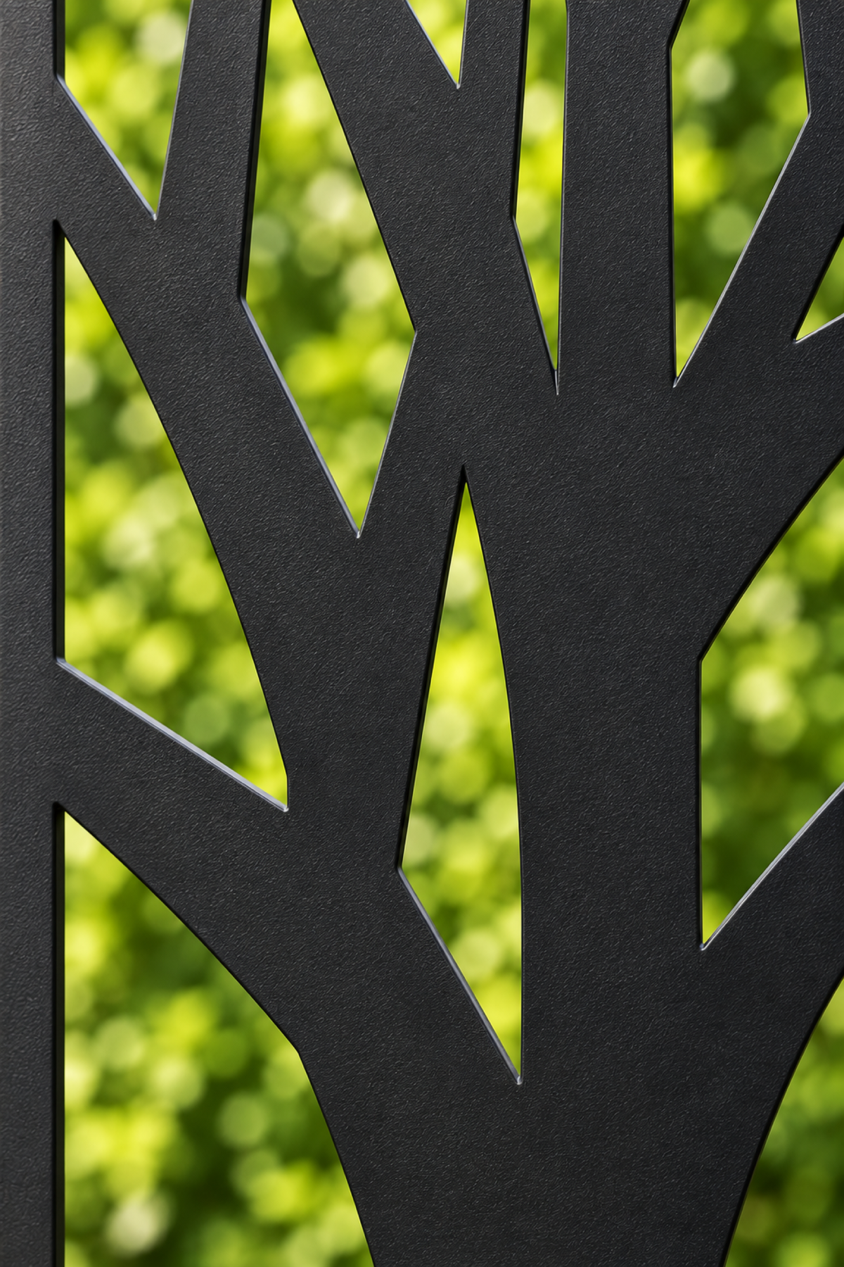Design 256 Forest Trunk Branches Laser Cut Metal Privacy Screen Panel close-up detail view