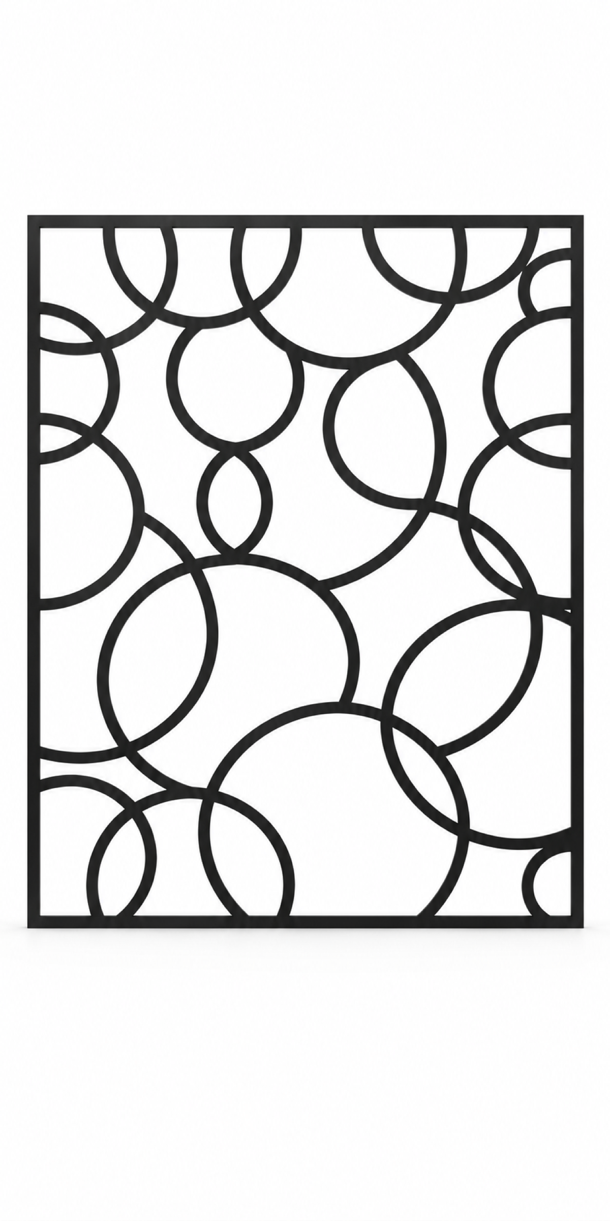 Design 257 Overlapping Circle Field Laser Cut Metal Privacy Screen Panel front main view