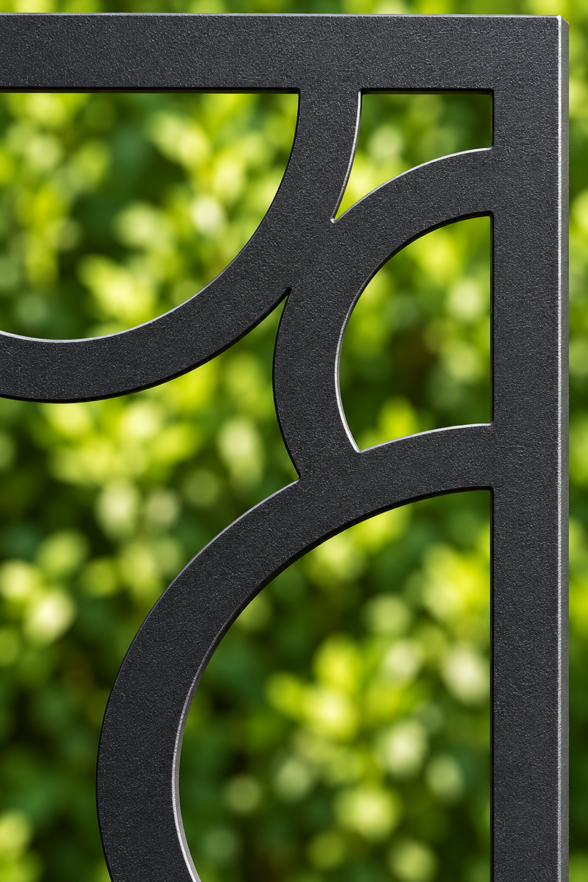 Design 257 Overlapping Circle Field Laser Cut Metal Privacy Screen Panel close-up detail view