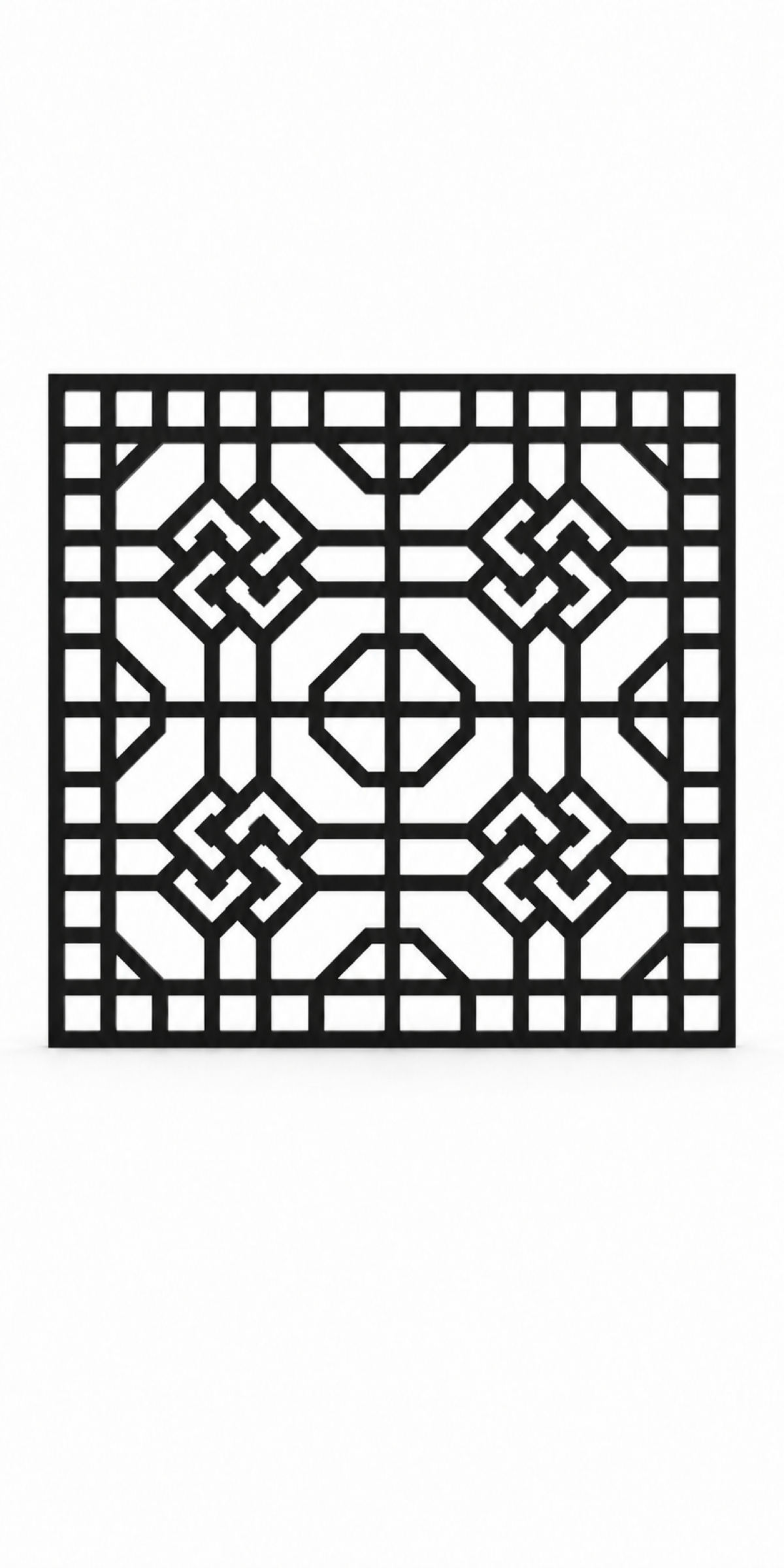 Design 259 Deco Knot Grid Laser Cut Metal Privacy Screen Panel front main view
