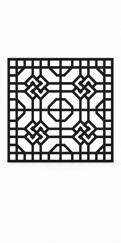 Design 259 Deco Knot Grid Laser Cut Metal Privacy Screen Panel front main view
