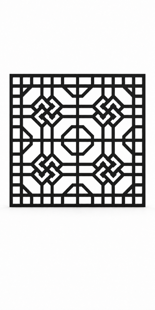 Design 259 Deco Knot Grid Laser Cut Metal Privacy Screen Panel front main view