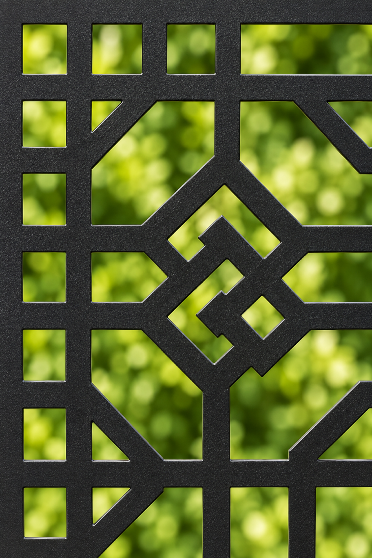 Design 259 Deco Knot Grid Laser Cut Metal Privacy Screen Panel close-up detail view