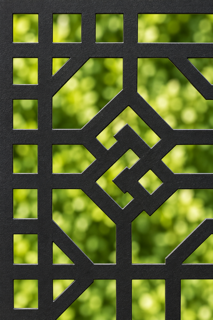 Design 259 Deco Knot Grid Laser Cut Metal Privacy Screen Panel close-up detail view