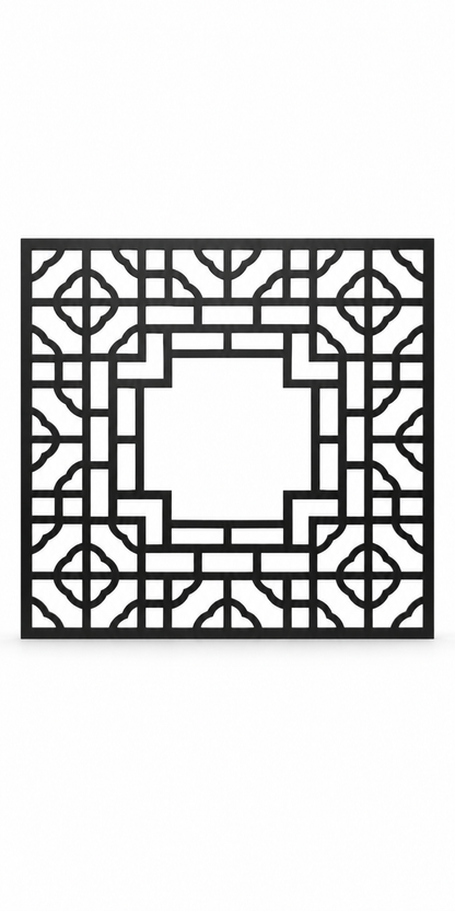 Design 262 Framed Octagon Lattice Laser Cut Metal Privacy Screen Panel front main view
