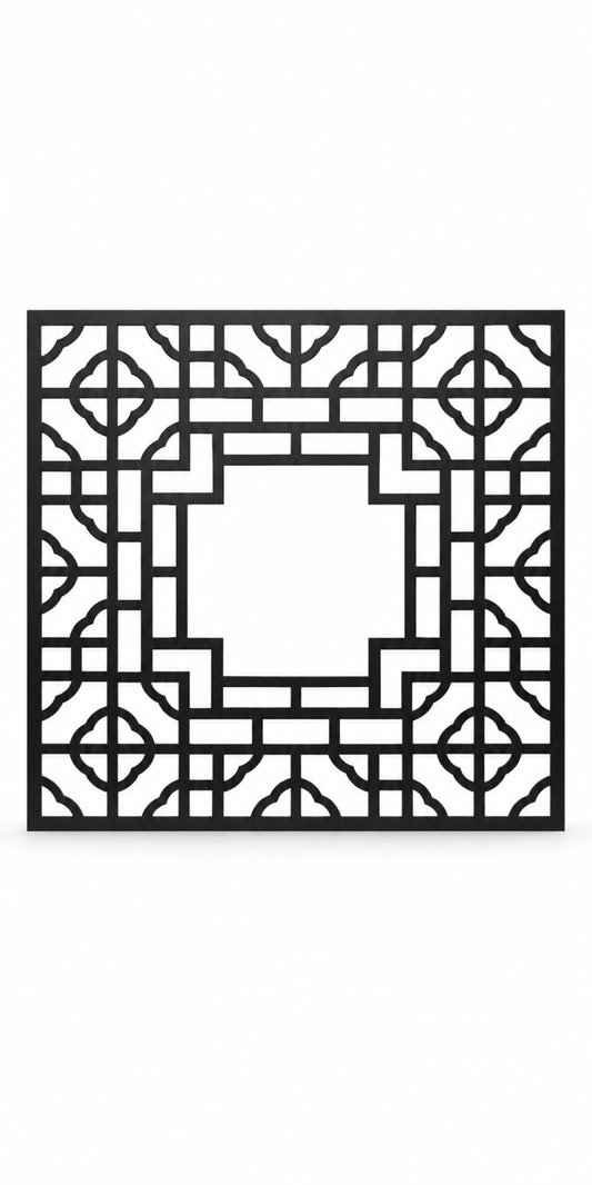 Design 262 Framed Octagon Lattice Laser Cut Metal Privacy Screen Panel front main view