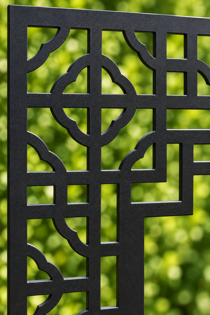 Design 262 Framed Octagon Lattice Laser Cut Metal Privacy Screen Panel close-up detail view