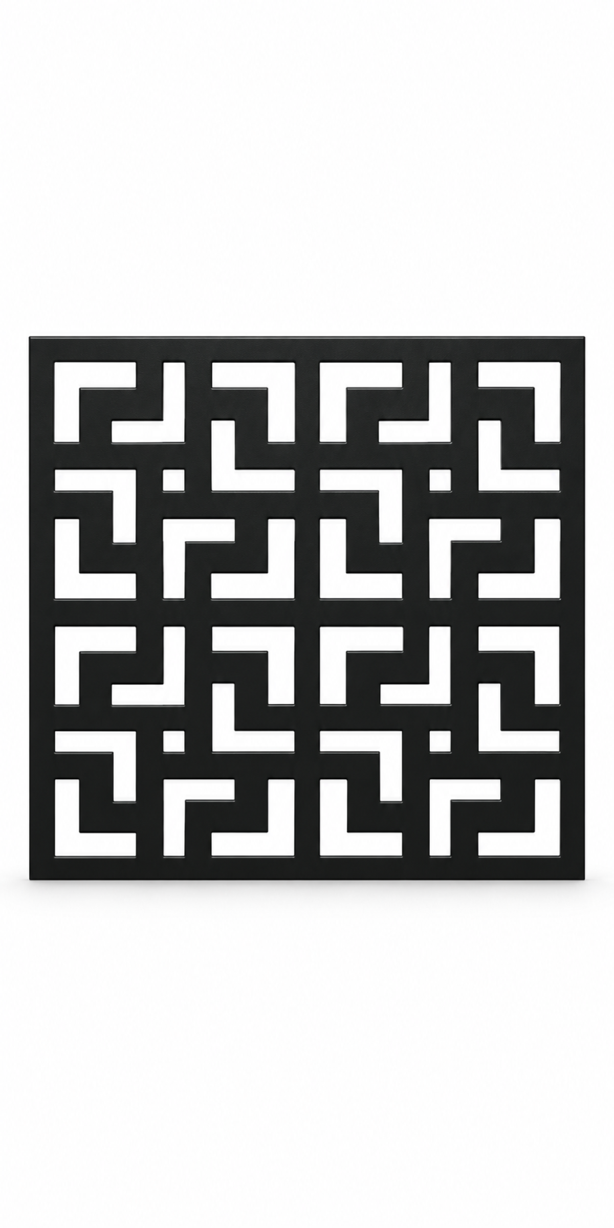 Design 264 Greek Key Maze Tile Laser Cut Metal Privacy Screen Panel front main view