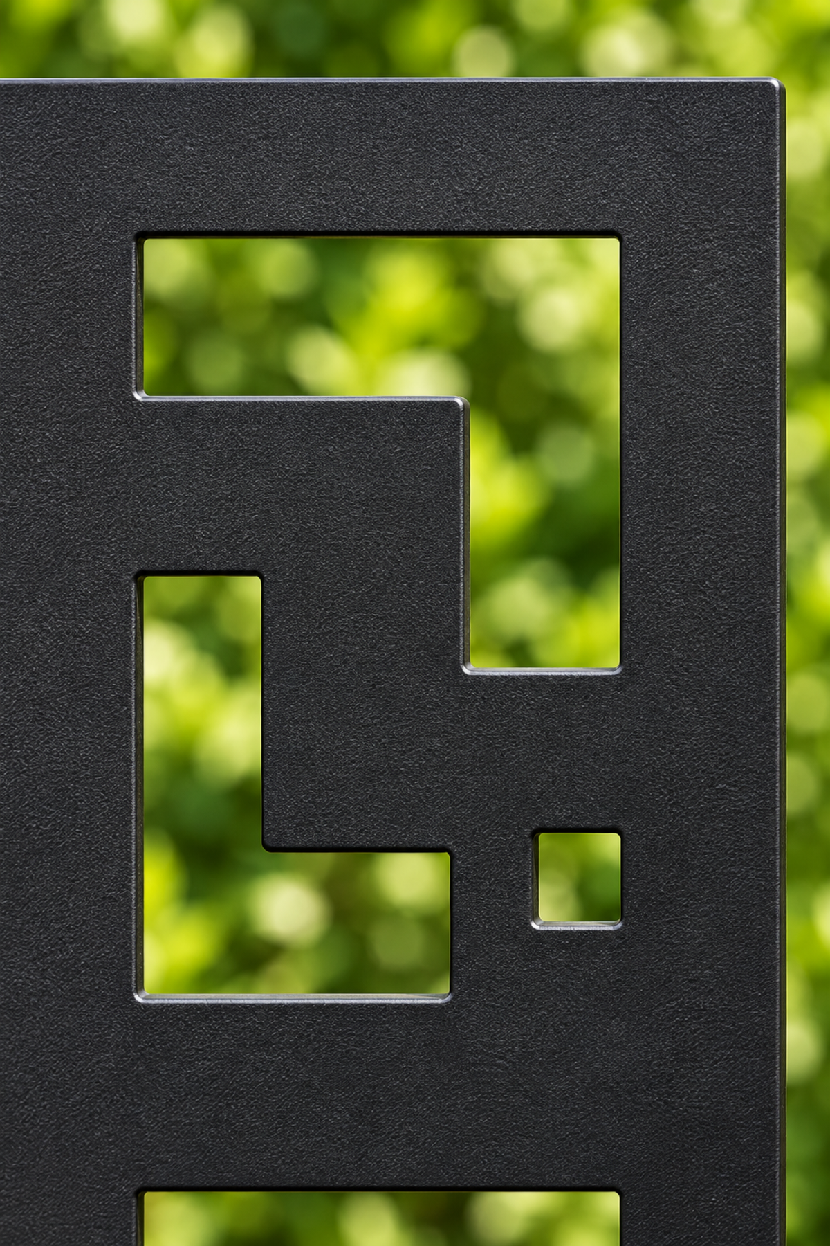 Design 264 Greek Key Maze Tile Laser Cut Metal Privacy Screen Panel close-up detail view