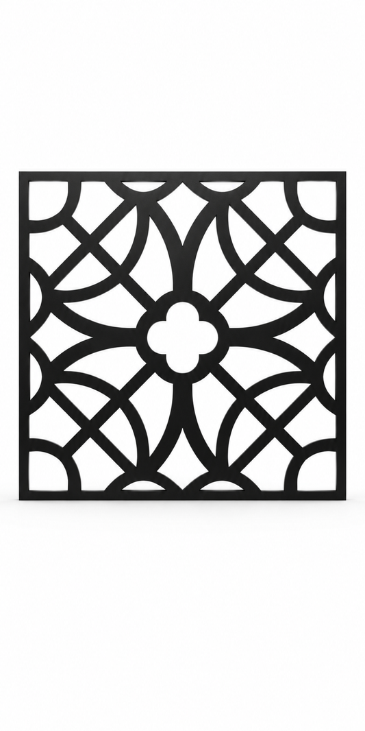 Design 265 Petal Star Lattice Laser Cut Metal Privacy Screen Panel front main view
