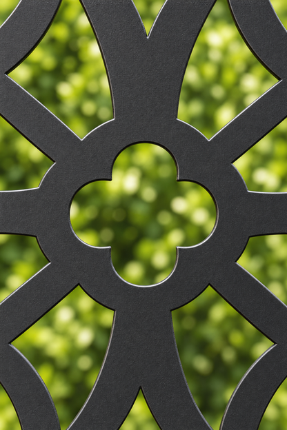Design 265 Petal Star Lattice Laser Cut Metal Privacy Screen Panel close-up detail view