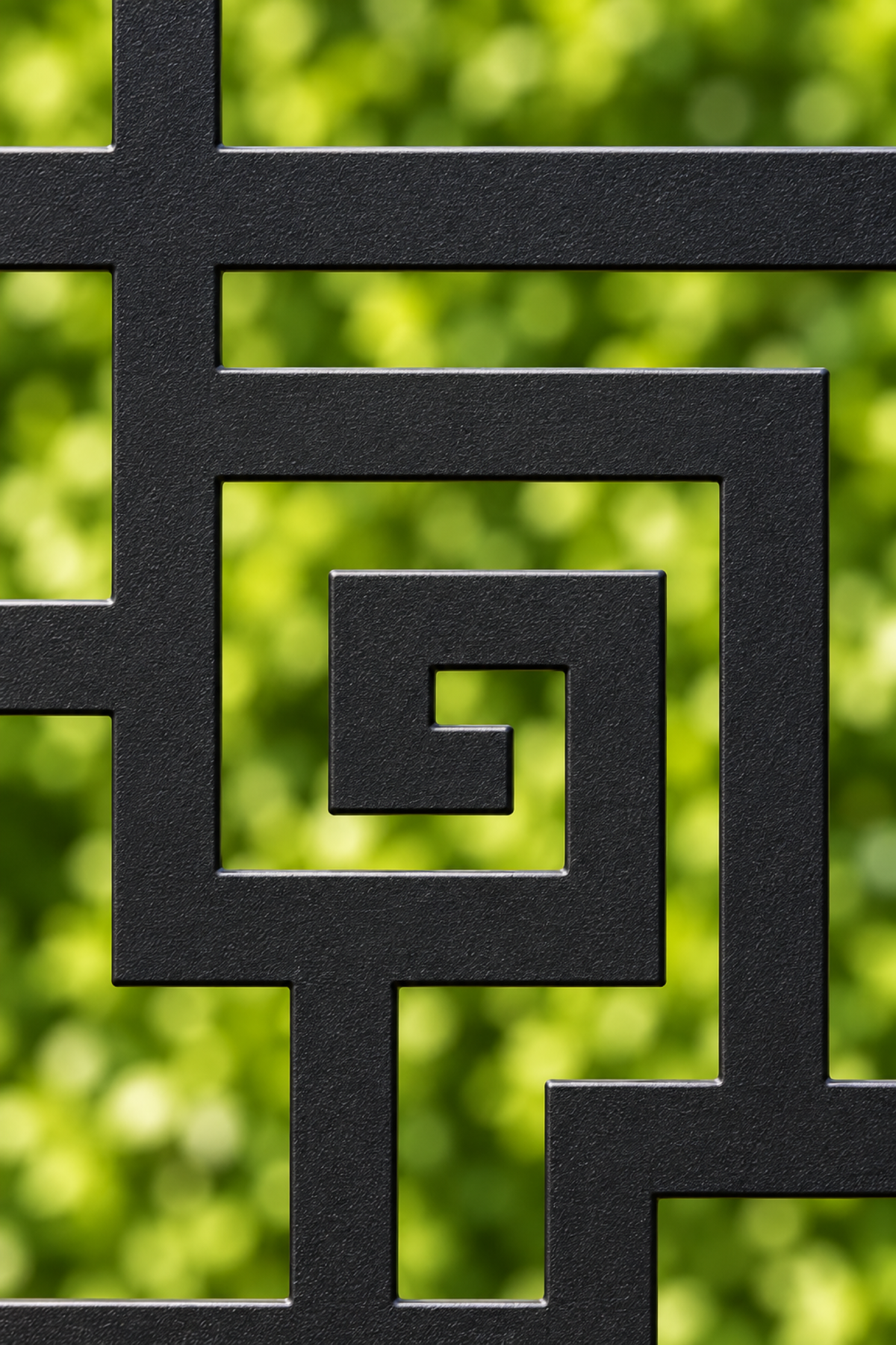 Design 266 Double Greek Key Laser Cut Metal Privacy Screen Panel close-up detail view