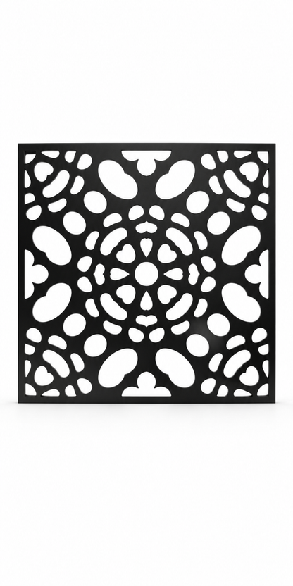 Design 267 Pebble Sunburst Laser Cut Metal Privacy Screen Panel front main view