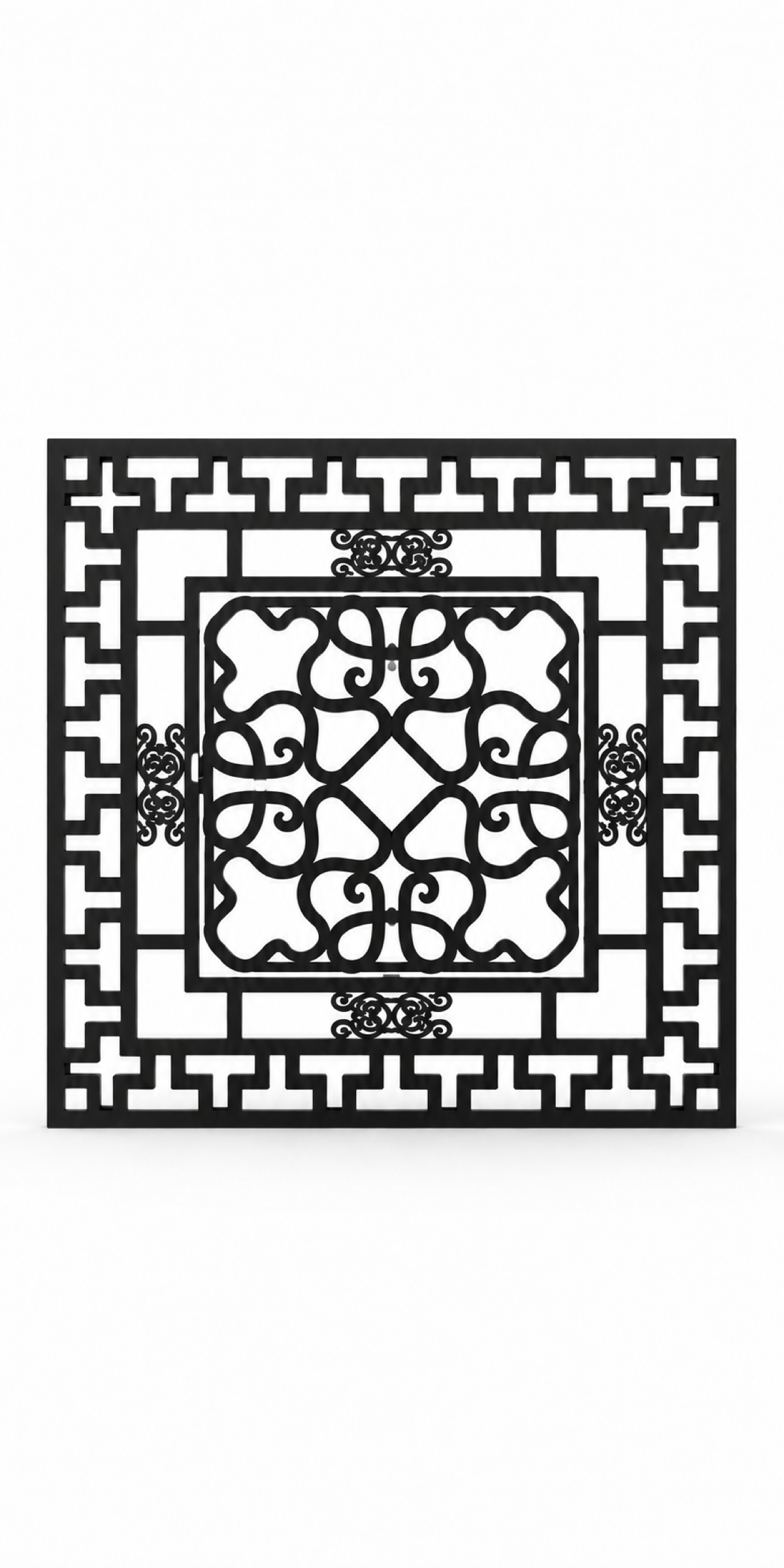 Design 268 Layered Greek Scroll Frame Laser Cut Metal Privacy Screen Panel front main view