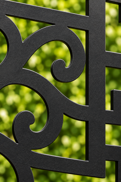 Design 268 Layered Greek Scroll Frame Laser Cut Metal Privacy Screen Panel close-up detail view