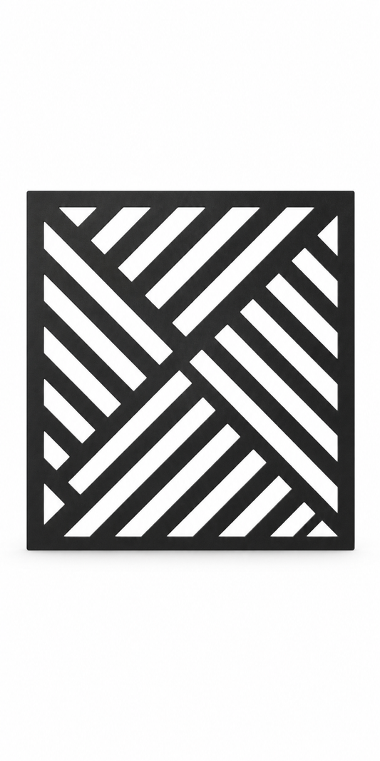 Design 269 Diagonal Stripe Blocks Laser Cut Metal Privacy Screen Panel front main view