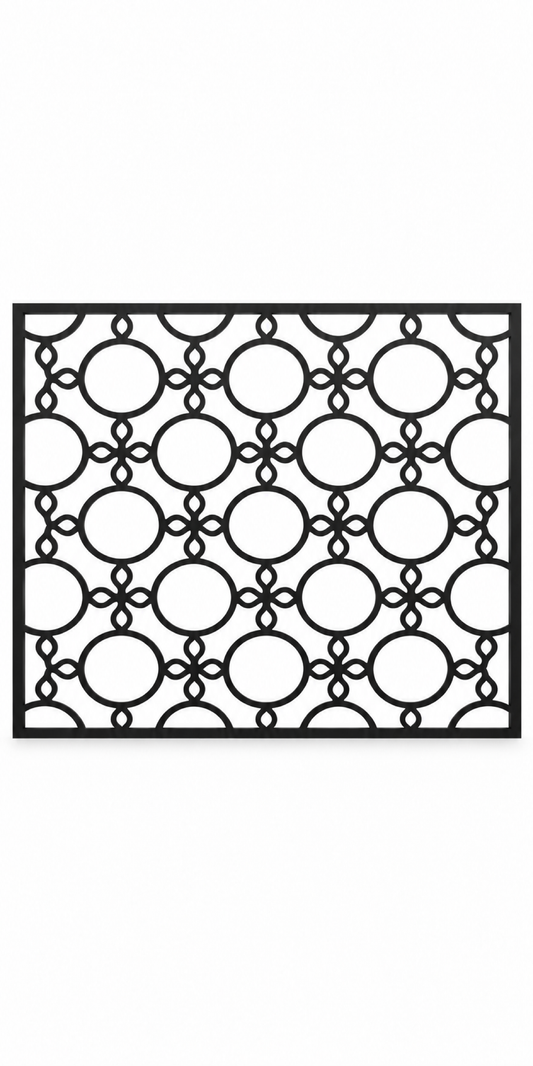 Design 270 Circle Diamond Trellis Laser Cut Metal Privacy Screen Panel front main view