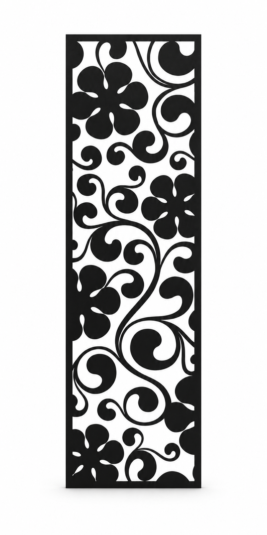 Design 271 Floral Scroll Column Laser Cut Metal Privacy Screen Panel front main view