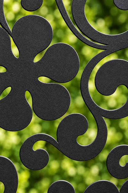 Design 271 Floral Scroll Column Laser Cut Metal Privacy Screen Panel close-up detail view