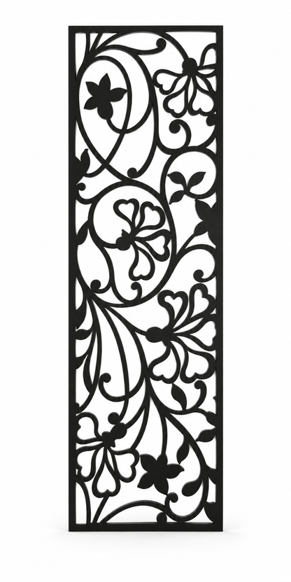 Design 272 Lily Scroll Column Laser Cut Metal Privacy Screen Panel front main view