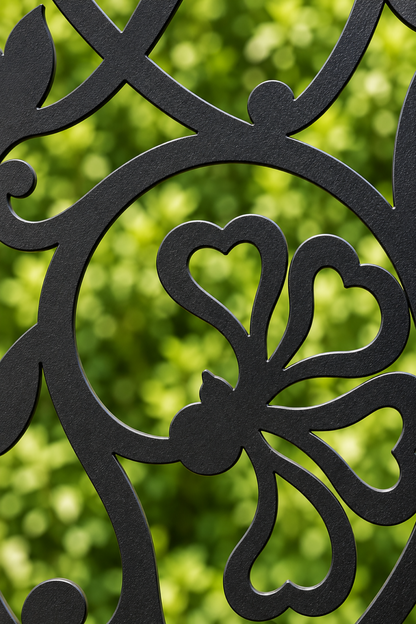 Design 272 Lily Scroll Column Laser Cut Metal Privacy Screen Panel close-up detail view