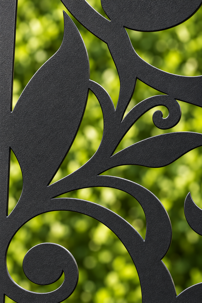 Design 273 Acanthus Bud Column Laser Cut Metal Privacy Screen Panel close-up detail view