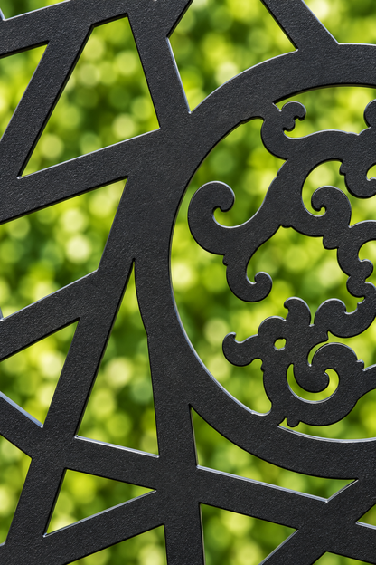 Design 277 Shattered Sun Medallion Laser Cut Metal Privacy Screen Panel close-up detail view