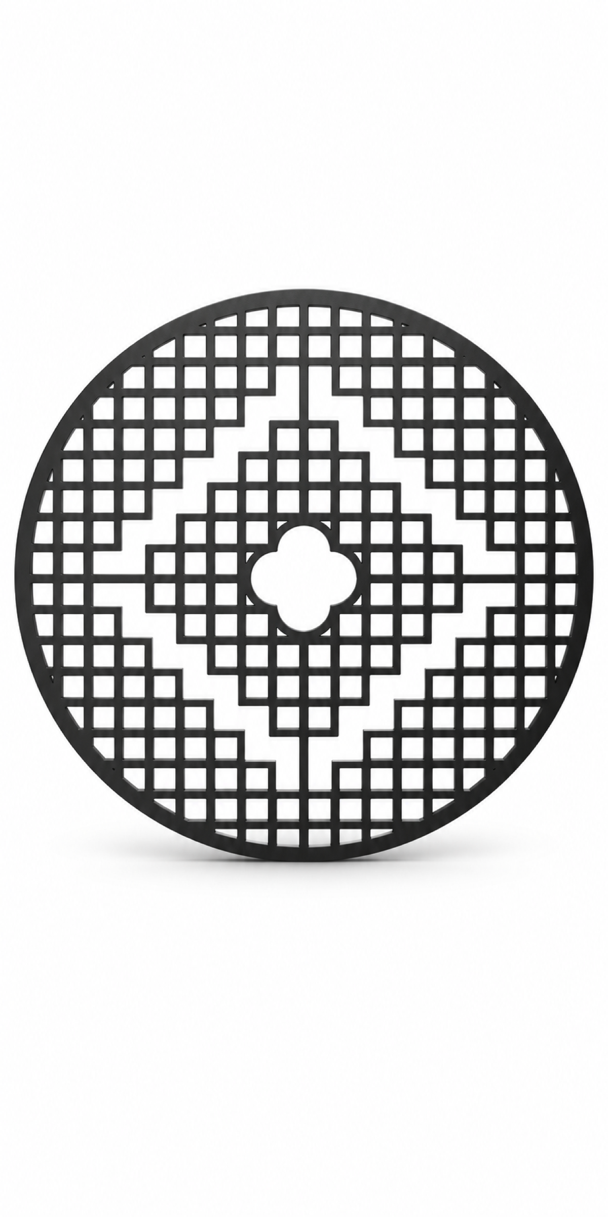 Design 278 Diamond Quatrefoil Medallion Laser Cut Metal Privacy Screen Panel front main view