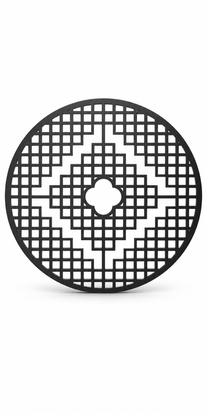 Design 278 Diamond Quatrefoil Medallion Laser Cut Metal Privacy Screen Panel front main view