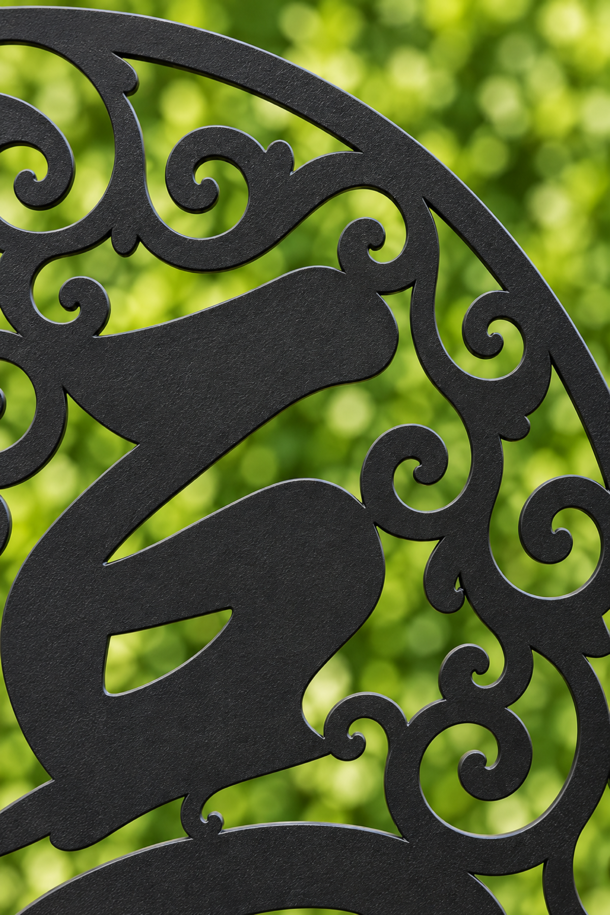 Design 280 Fortune Crane Medallion Laser Cut Metal Privacy Screen Panel close-up detail view