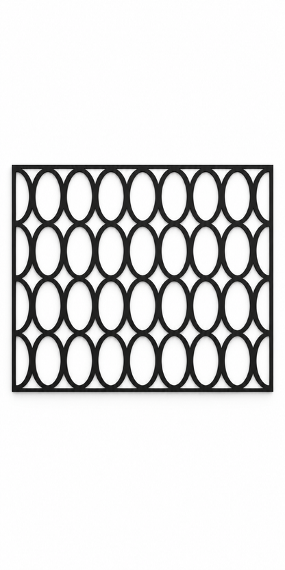 Design 281 Oval Chain Grid Laser Cut Metal Privacy Screen Panel front main view