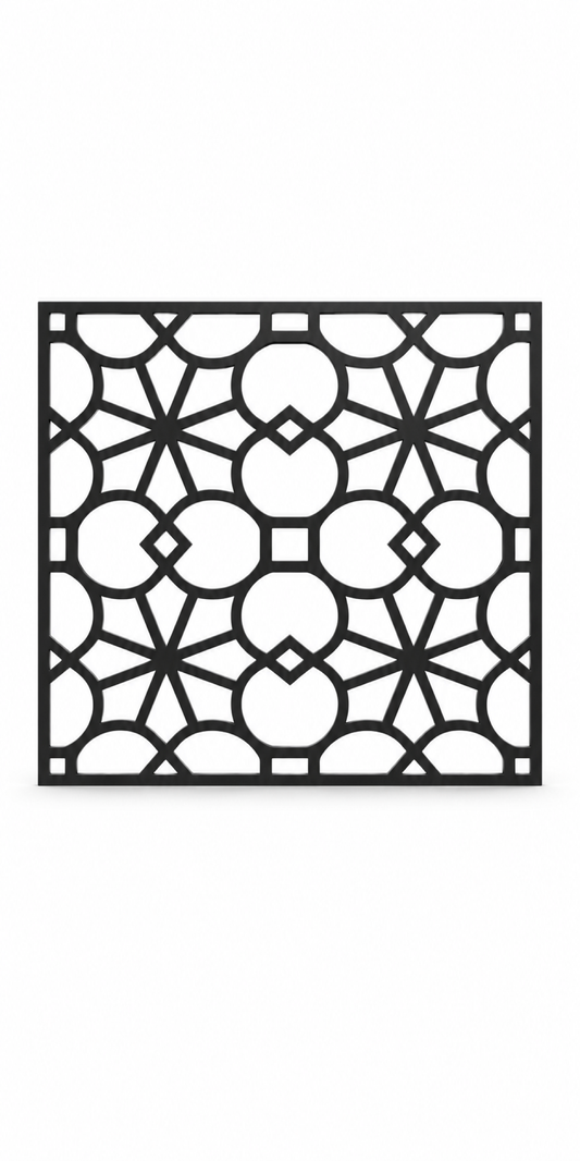 Design 282 Octagon Star Lattice Laser Cut Metal Privacy Screen Panel front main view