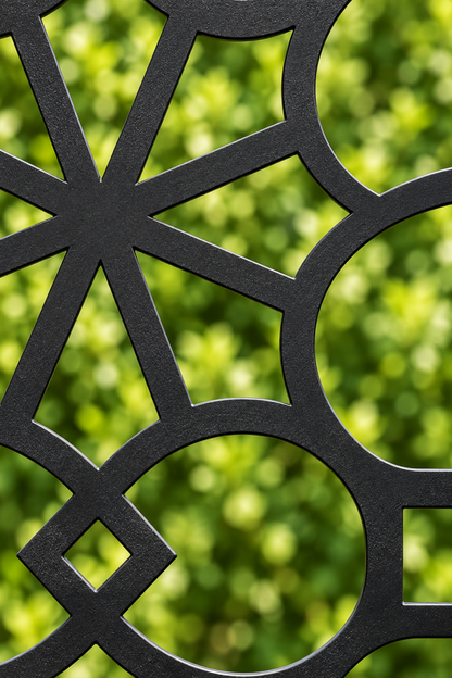 Design 282 Octagon Star Lattice Laser Cut Metal Privacy Screen Panel close-up detail view