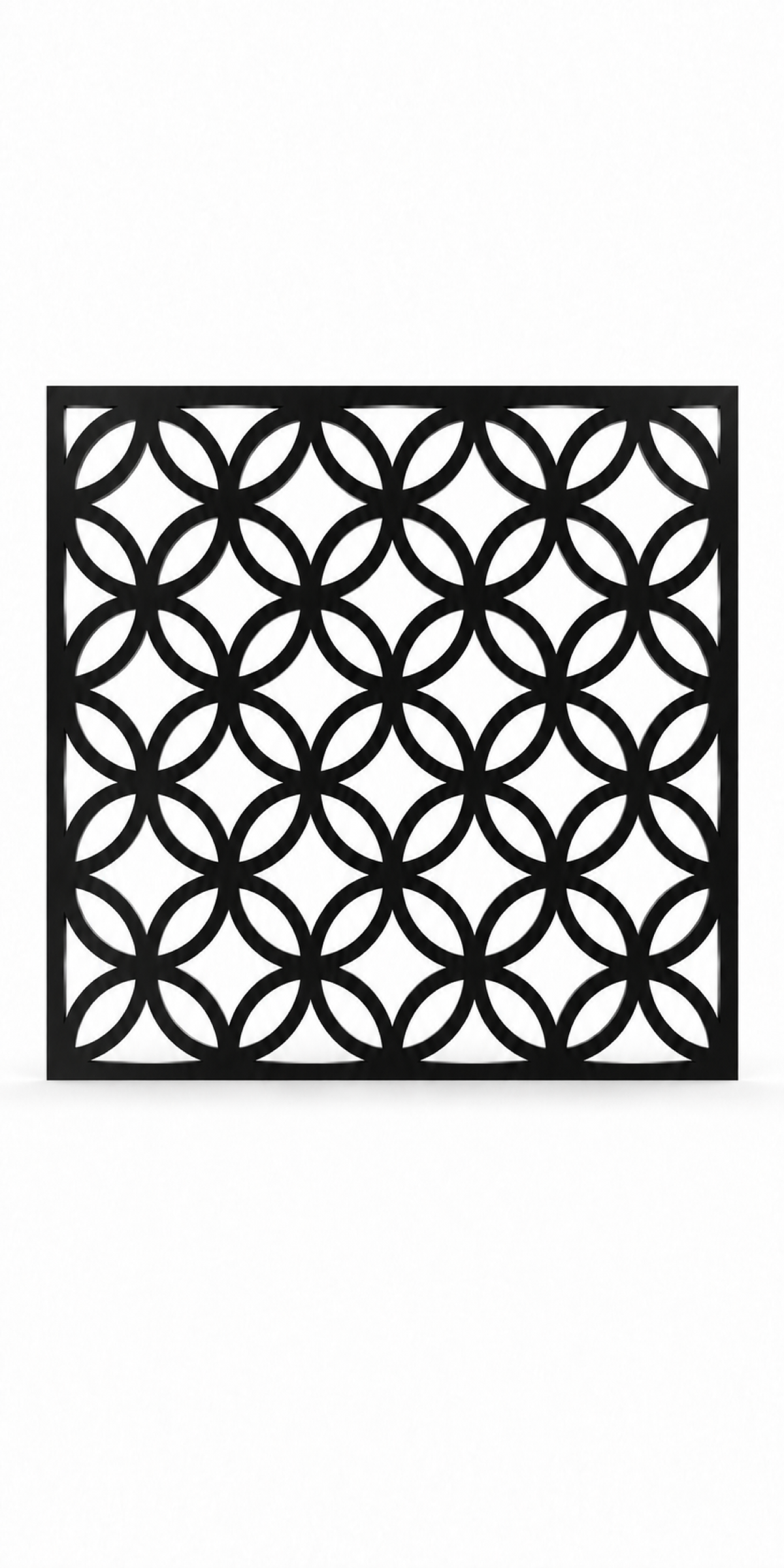 Design 284 Four Petal Ring Grid Laser Cut Metal Privacy Screen Panel front main view