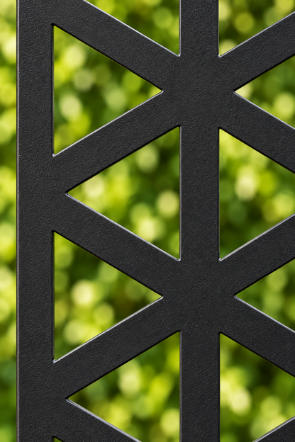 Design 285 Isometric Cube Grid Laser Cut Metal Privacy Screen Panel close-up detail view