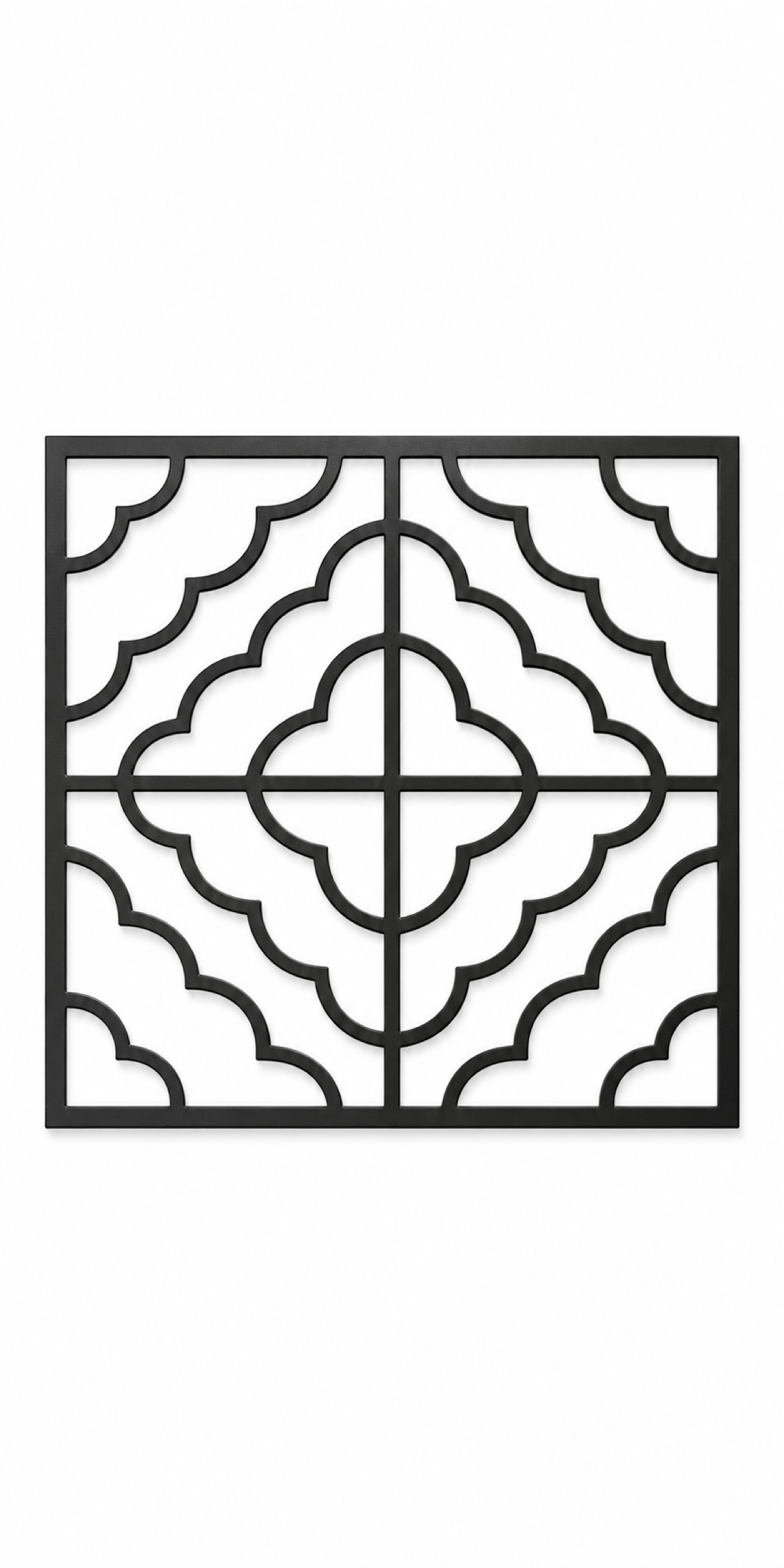Design 286 Scalloped Cross Tile Laser Cut Metal Privacy Screen Panel front main view