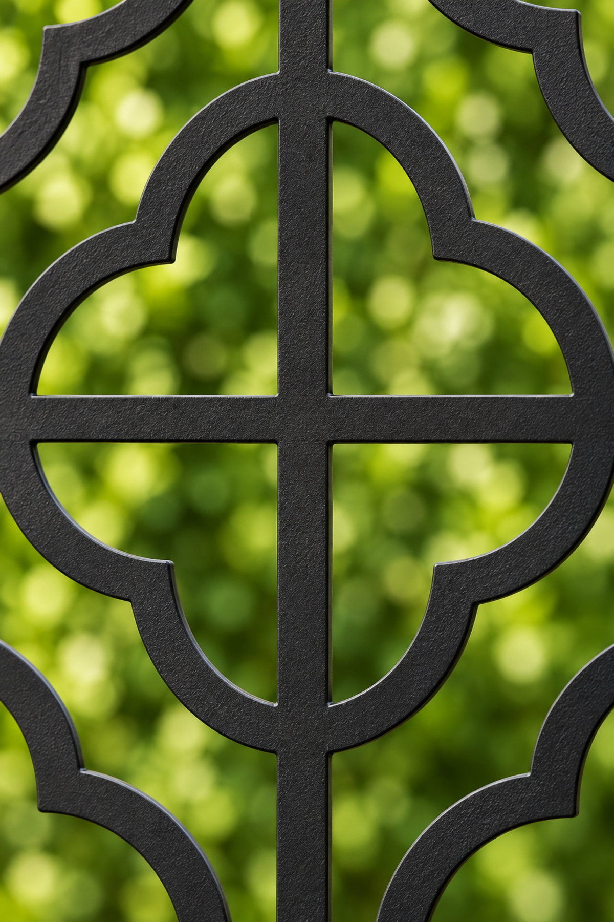 Design 286 Scalloped Cross Tile Laser Cut Metal Privacy Screen Panel close-up detail view