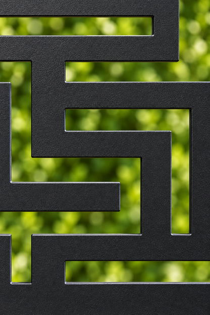 Design 287 Square Labyrinth Laser Cut Metal Privacy Screen Panel close-up detail view