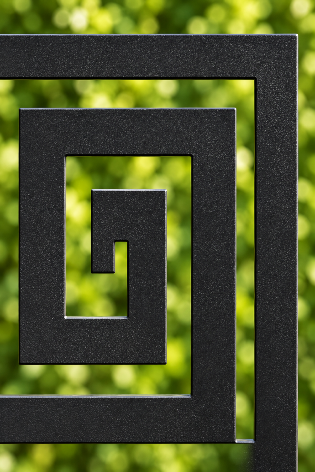 Design 289 Greek Key Border Laser Cut Metal Privacy Screen Panel close-up detail view