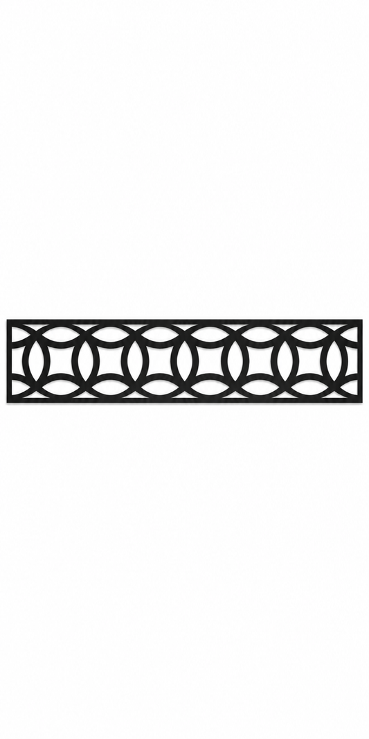 Design 290 Oval Link Border Laser Cut Metal Privacy Screen Panel front main view