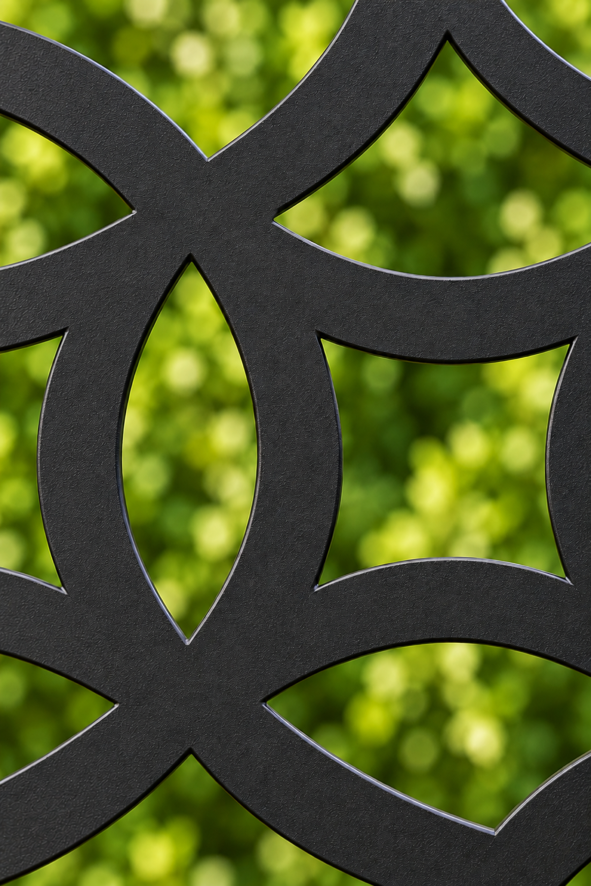 Design 290 Oval Link Border Laser Cut Metal Privacy Screen Panel close-up detail view