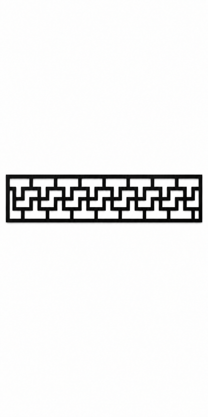 Design 291 Rectangular Key Border Laser Cut Metal Privacy Screen Panel front main view