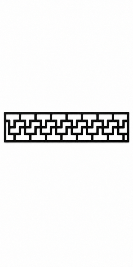 Design 291 Rectangular Key Border Laser Cut Metal Privacy Screen Panel front main view