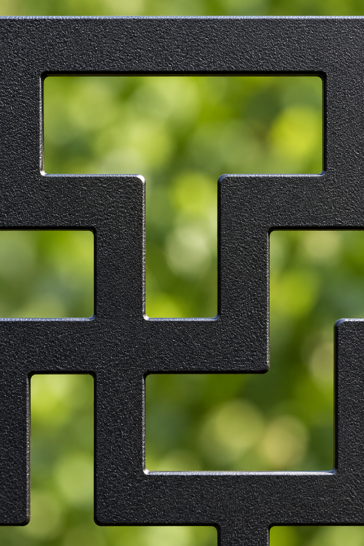 Design 291 Rectangular Key Border Laser Cut Metal Privacy Screen Panel close-up detail view