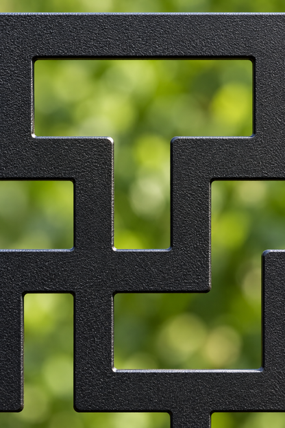 Design 291 Rectangular Key Border Laser Cut Metal Privacy Screen Panel close-up detail view
