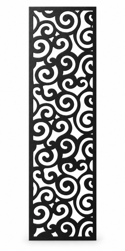 Design 297 Spiral Cloud Column Laser Cut Metal Privacy Screen Panel front main view