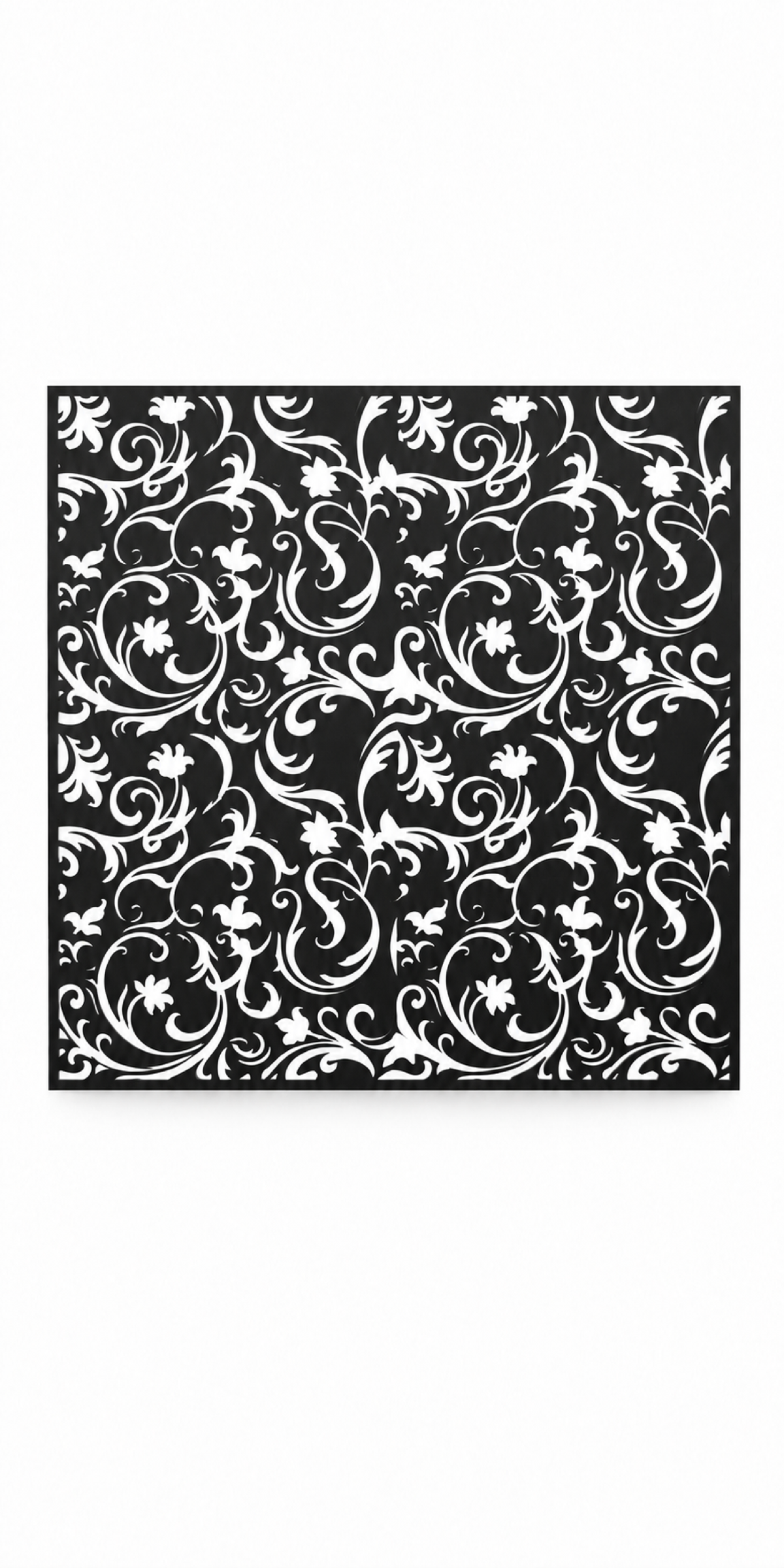 Design 300 Damask Cloud Square Laser Cut Metal Privacy Screen Panel front main view