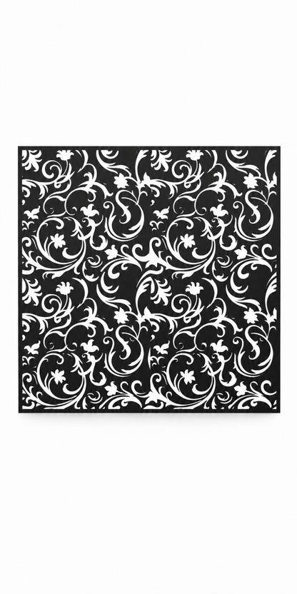 Design 300 Damask Cloud Square Laser Cut Metal Privacy Screen Panel front main view